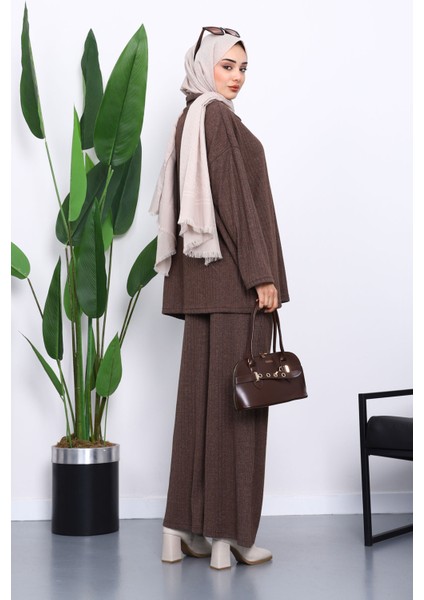 Kahverengi Kaşkorse Tunik Pantolonlu Takım fırsatları