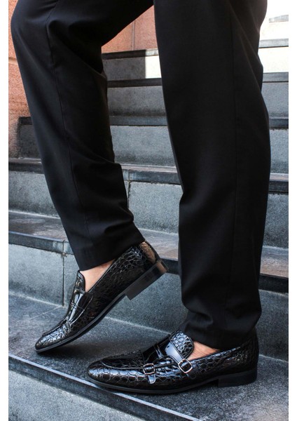 Hakiki Deri Kroko Basıklı Eva Taban Erkek Günlük Klasik Ayakkabı 278ma2520