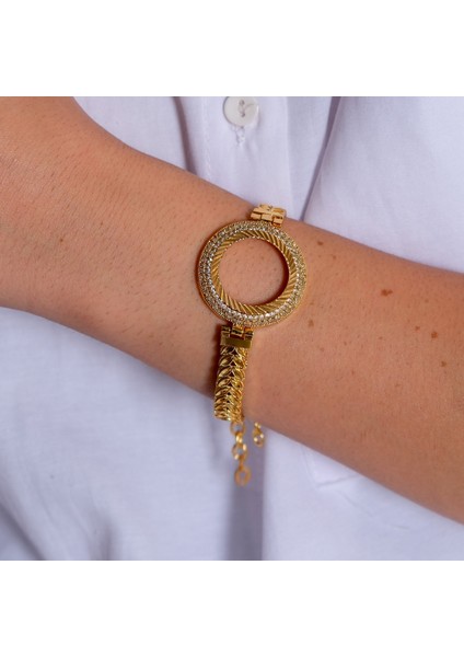 Yarım Altın Çerçeve Bileklik Çelik Altın Kaplama Arpa MODEL-BLZ-622