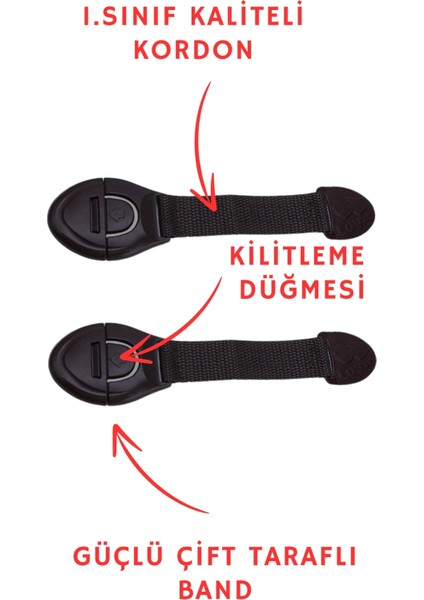 10 Adet Siyah Bebek Çocuk Güvenlik Dolap ve Çekmece Kilidi fiyatları