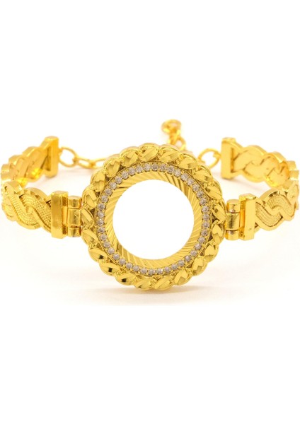 Çeyrek Altın Çerçeve Bileklik Çelik Altın Kaplama Örgü Model-BLZ-635