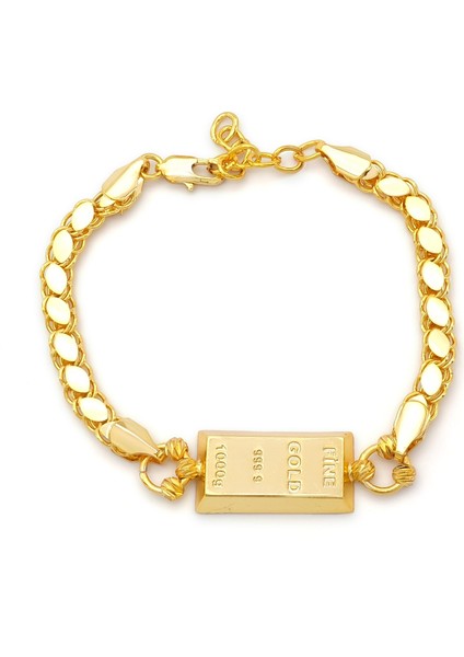 İmitasyon Altın Kaplama Arpa Zincir Desenli Külçe Bileklik BLK-1153