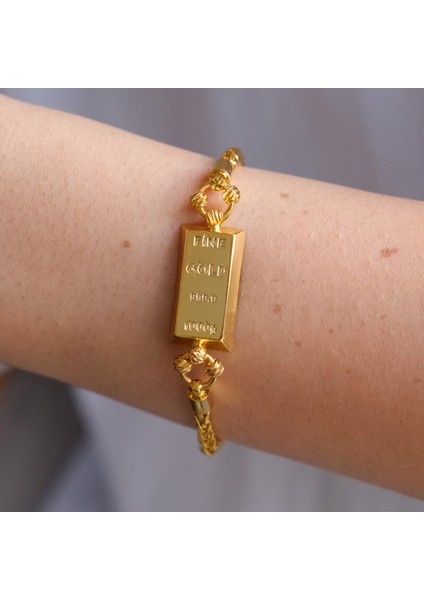 İmitasyon Altın Kaplama Örgü Desenli Külçe Bileklik BLK-1154 fiyatları