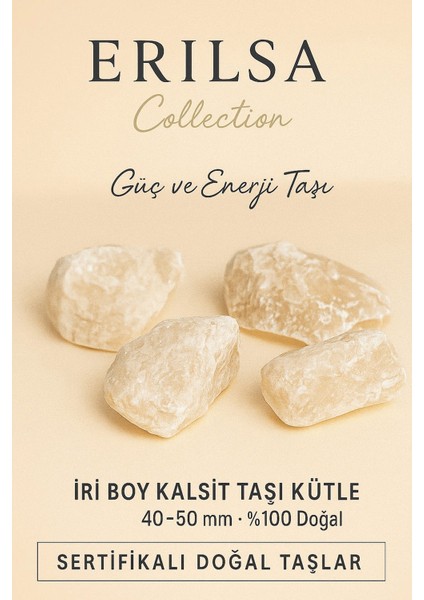 Sertifikalı Iri Boy Kalsit Taşı Kütle - 40 50 mm Güç ve Enerji Taşı