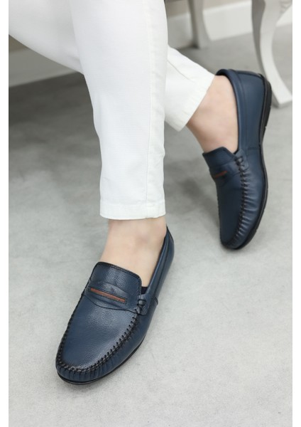 Hakiki Deri Lacivert Erkek Casual Ayakkabı 585ma203