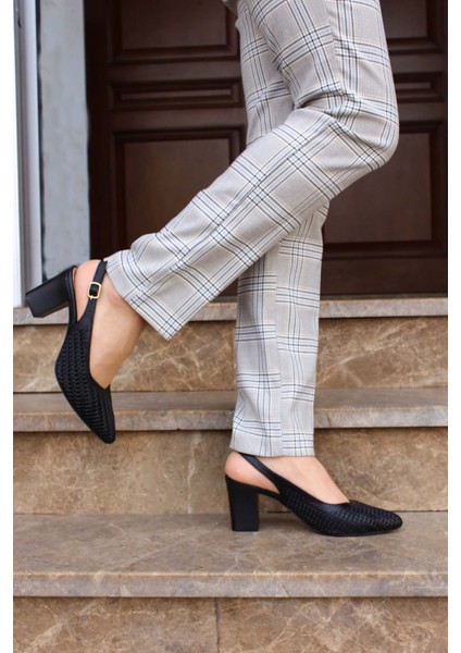 Deri Kadın Kalın Topuklu Ayakkabı 064ZA360