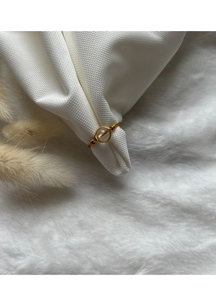 Kristal Kuvars Taşı Ayarlanabilir Altın Tel Yüzük El Yapımı