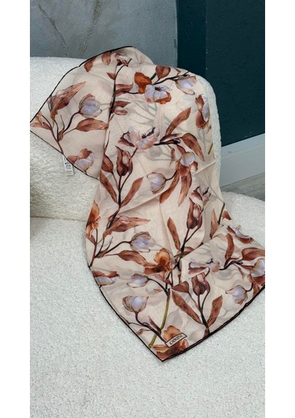 Ipekevi Çiçek Mermeri Pamuk Eşarp Pudra