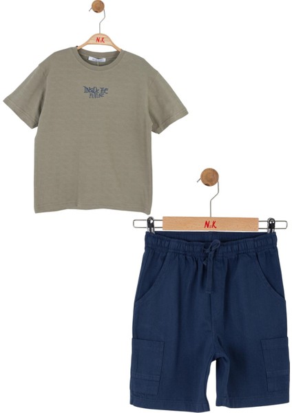 04-08 Yaş Erkek Çocuk Indigo Şortlu Takım - Indigo Mavi