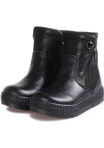 Hakiki Deri Kürklü Siyah Unisex Çocuk Klasik Bot 769kxa125