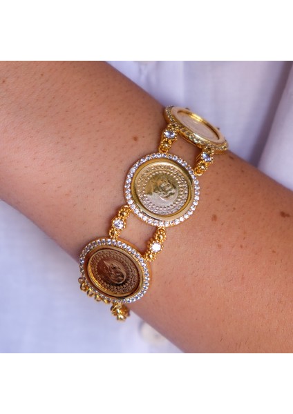 İmitasyon Çeyrekli Bileklik 3 Çeyrekli Zirkon Taşlı BLK-154 modelleri