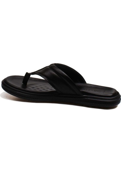 Erkek Hakiki Deri Günlük Rahat Yazlık Plaj Hafif Şeritli Parmak Arası Terlik 018mag-316