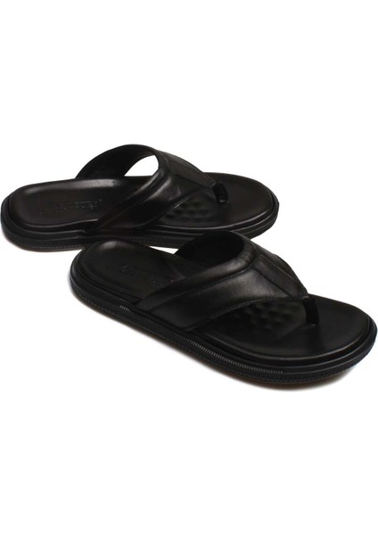 Erkek Hakiki Deri Günlük Rahat Yazlık Plaj Hafif Şeritli Parmak Arası Terlik 018mag-316