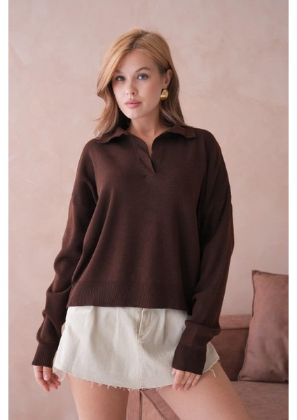 Kadın Polo Yaka Triko Kazak - 12240R