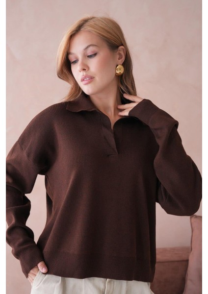 Kadın Polo Yaka Triko Kazak - 12240R fiyatları