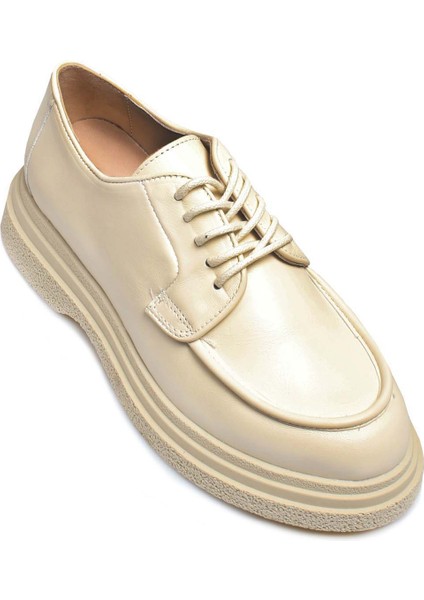 Hakiki Deri Bej Kadın Casual Ayakkabı 009za0151