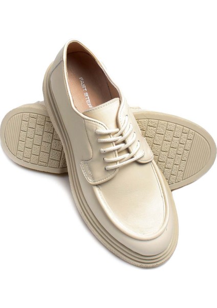 Hakiki Deri Bej Kadın Casual Ayakkabı 009za0151