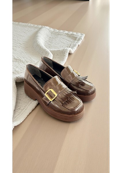 25133 Kahve Rugan Tam Ortopedik Casual Günlük Kadın Ayakkabı