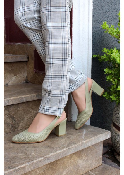 Deri Kadın Kalın Topuklu Ayakkabı 064ZA360