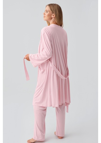 Uzun Kollu Düğmeli Esnek Viskoz Hamile Sabahlık Pijama Takım 18302 modelleri