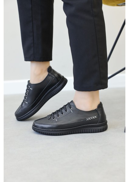 Hakiki Deri Siyah Kadın Casual Ayakkabı 583za402