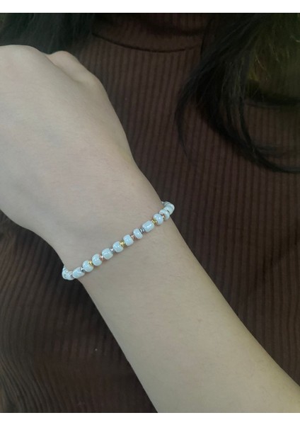 925 Ayar Papatya Silver Incili Bileklik.rose.gold.rodaj.