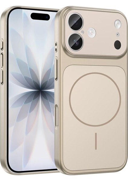 Apple iPhone 16 Uyumlu Kılıf Zebana Titanmag Colorshield Kılıf (Kablosuz Şarj) Desert Titanyum