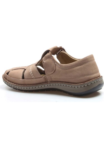 Erkek Hakiki Deri Bantlı Günlük Rahat Yazlık Hafif Sandalet 662MA119B