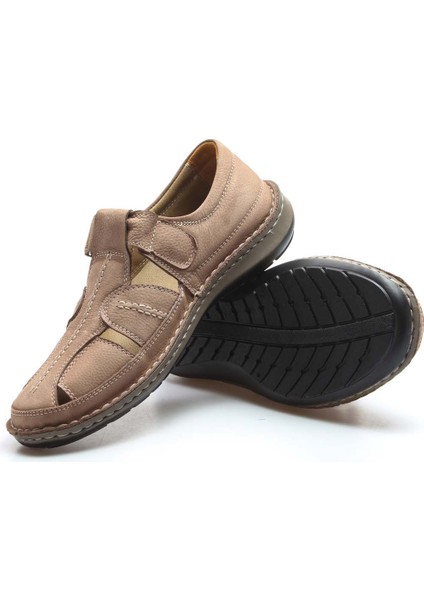 Erkek Hakiki Deri Bantlı Günlük Rahat Yazlık Hafif Sandalet 662MA119B