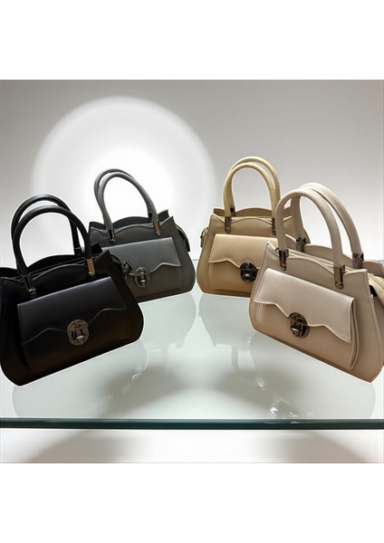 Kilit Kapaklı Fermuarlı Kadın El ve Omuz Çanta fırsatları