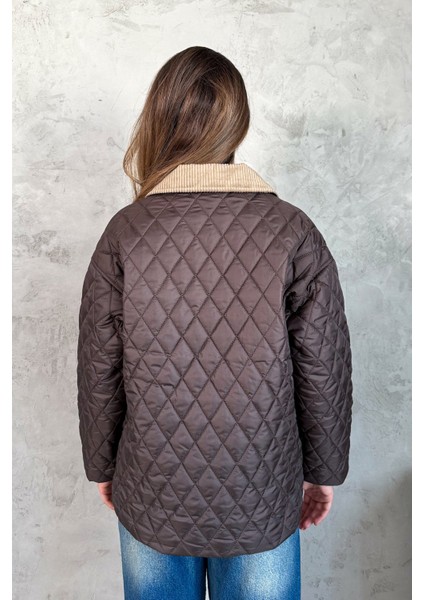 Kadın Kadife Yakalı Kapitone Mont 5229 modelleri