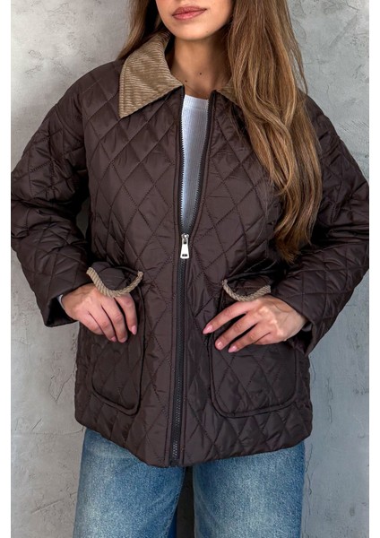 Kadın Kadife Yakalı Kapitone Mont 5229 fırsatları