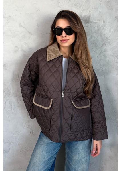 Kadın Kadife Yakalı Kapitone Mont 5229 indirimleri