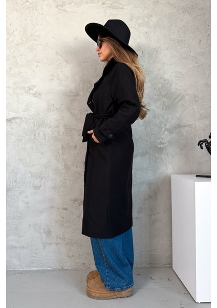 Kadın Kruvaze Uzun Kaşe Kaban 99430 fiyatları