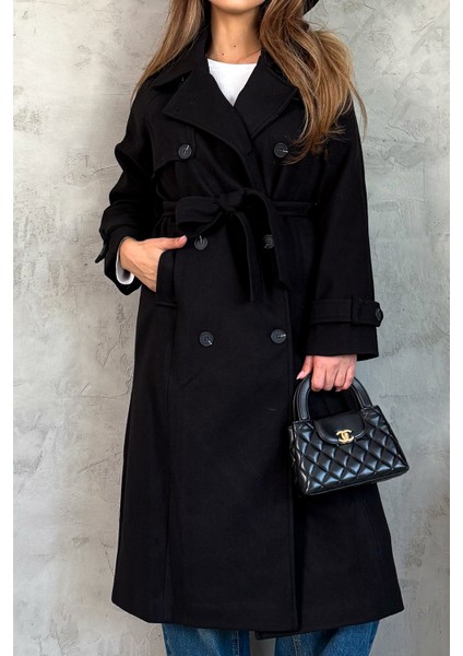 Kadın Kruvaze Uzun Kaşe Kaban 99430 fırsatları