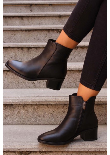 Hakiki Deri Kürklü Kadın Klasik Bot 757KZA2655 indirimleri