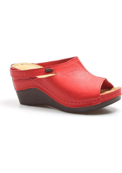 Fast Step Hakiki Deri Kadın Dolgu Topuk Terlik 972ZA1001