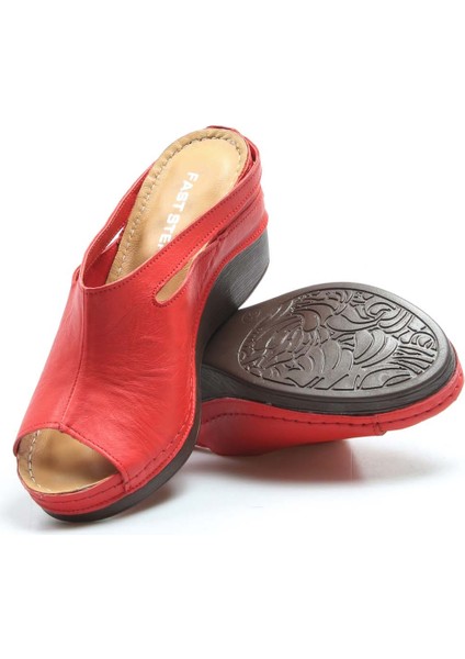 Fast Step Hakiki Deri Kadın Dolgu Topuk Terlik 972ZA1001