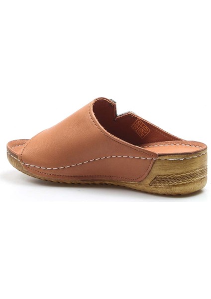 Kadın Deri Rahat Yazlık Dolgu Topuk Günlük Terlik Taba 972za211
