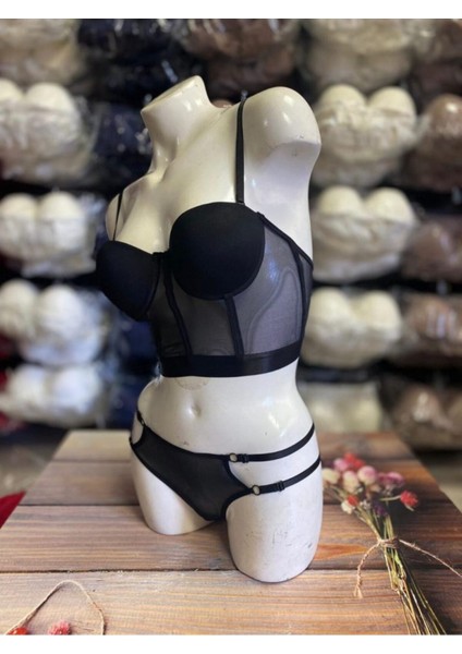 BALENLİ KORSE MODEL TÜL DETAYLI BÜSTİYER DOLGULU İÇ ÇAMAŞIR TAKIMI fırsatları