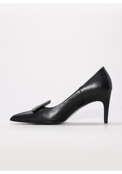 Hakiki Deri Siyah Kadın Ince Topuk Ayakkabı 019za21-514
