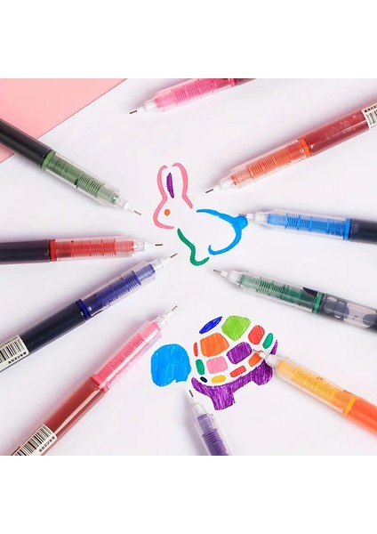 Art Tone Eye Fine Roller Iğne Karbon Kalemler Seti 0.5mm Karışık 10 Renk Hızlı Kuruyan Tükenmez Şeffaf Kapak indirimleri