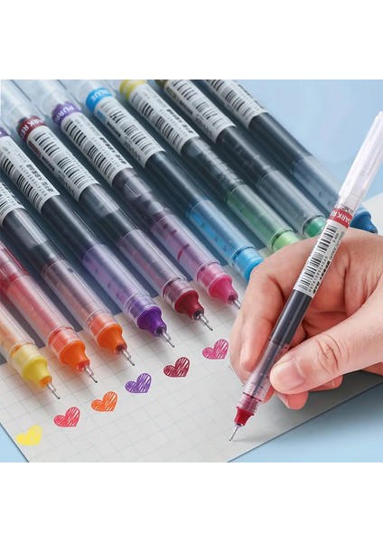 Art Tone Eye Fine Roller Iğne Karbon Kalemler Seti 0.5mm Karışık 10 Renk Hızlı Kuruyan Tükenmez Şeffaf Kapak