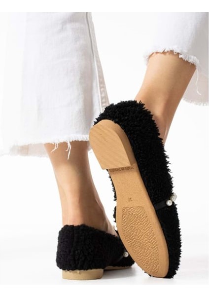 Kadın Incili Ev Babeti Yünlü - Siyah - 40 modelleri