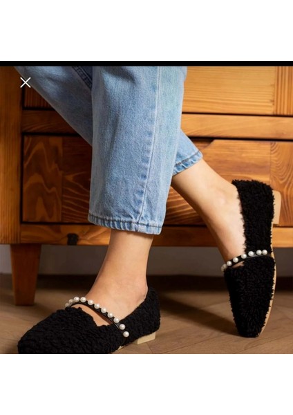 Kadın Incili Ev Babeti Yünlü - Siyah - 40 fırsatları