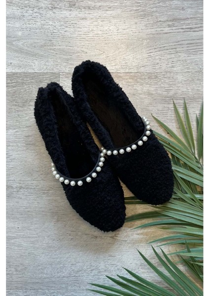 Kadın Incili Ev Babeti Yünlü - Siyah - 40 indirimleri