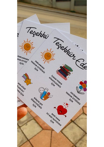 Öğretmenler Günü Tebrik Kartı 4 Lü - Not Kartı -Özel gün 24 Kasım - hediye kartı- tek yüzlü