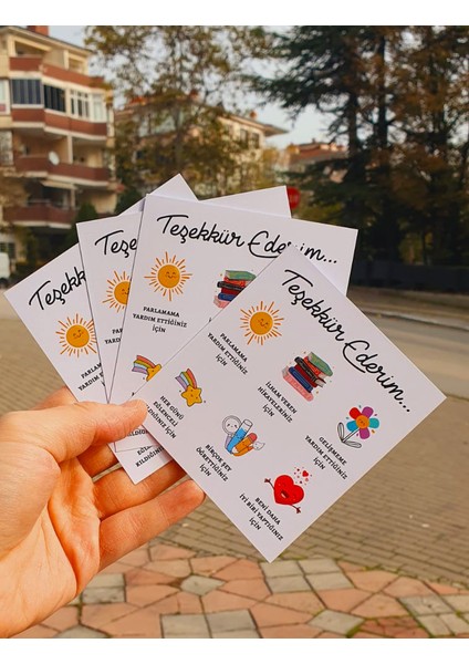 Öğretmenler Günü Tebrik Kartı 4 Lü - Not Kartı -Özel gün 24 Kasım - hediye kartı- tek yüzlü