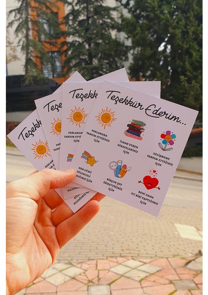 Öğretmenler Günü Tebrik Kartı 4 Lü - Not Kartı -Özel gün 24 Kasım - hediye kartı- tek yüzlü