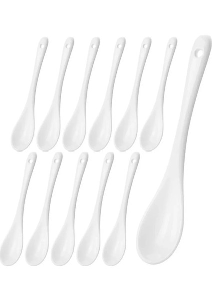 12-Adet Beyaz Porselen Servis ve Baharat Kaşığı Mama Şeker Çay Tatlı Reçel Kahvaltılık Kaşığı 12CM indirimleri